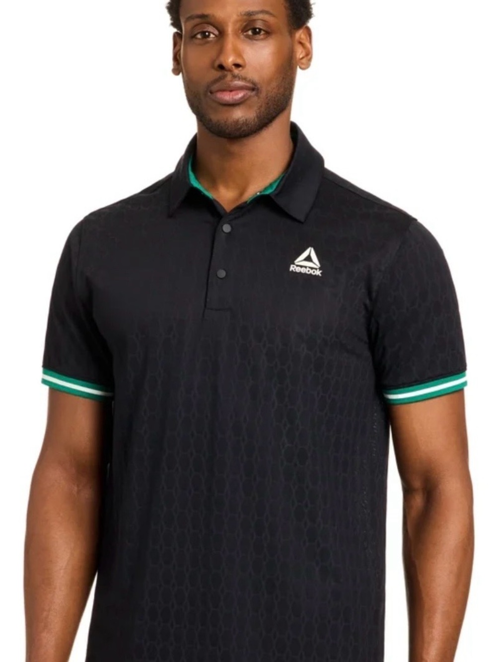 Reebok Black Polo Shirt with White Logo - Picture 4 of 5